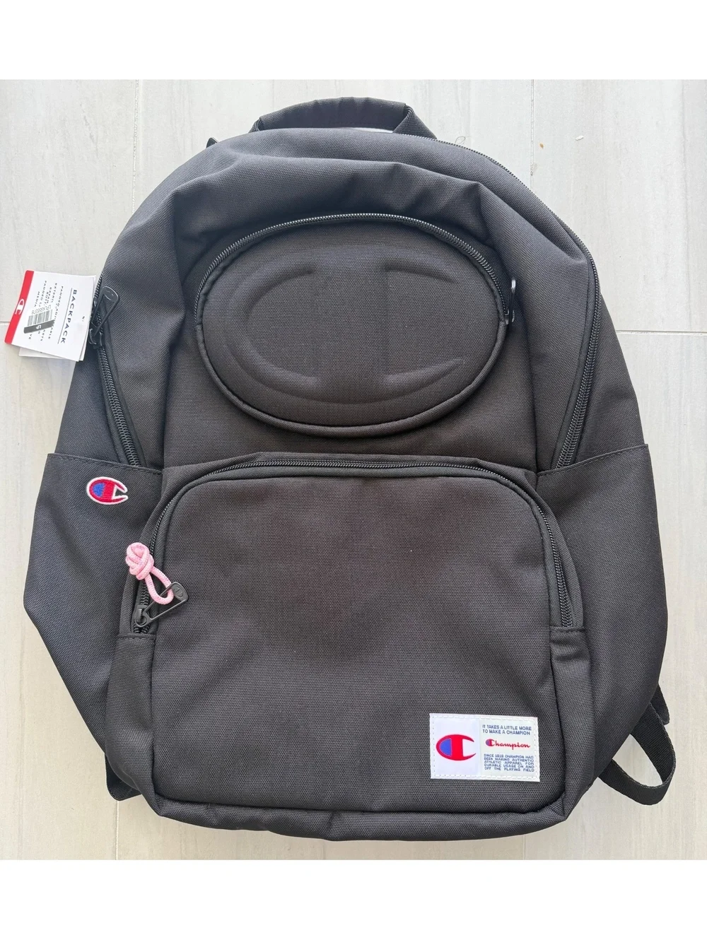 Champion Black Backpack with Pink Lining